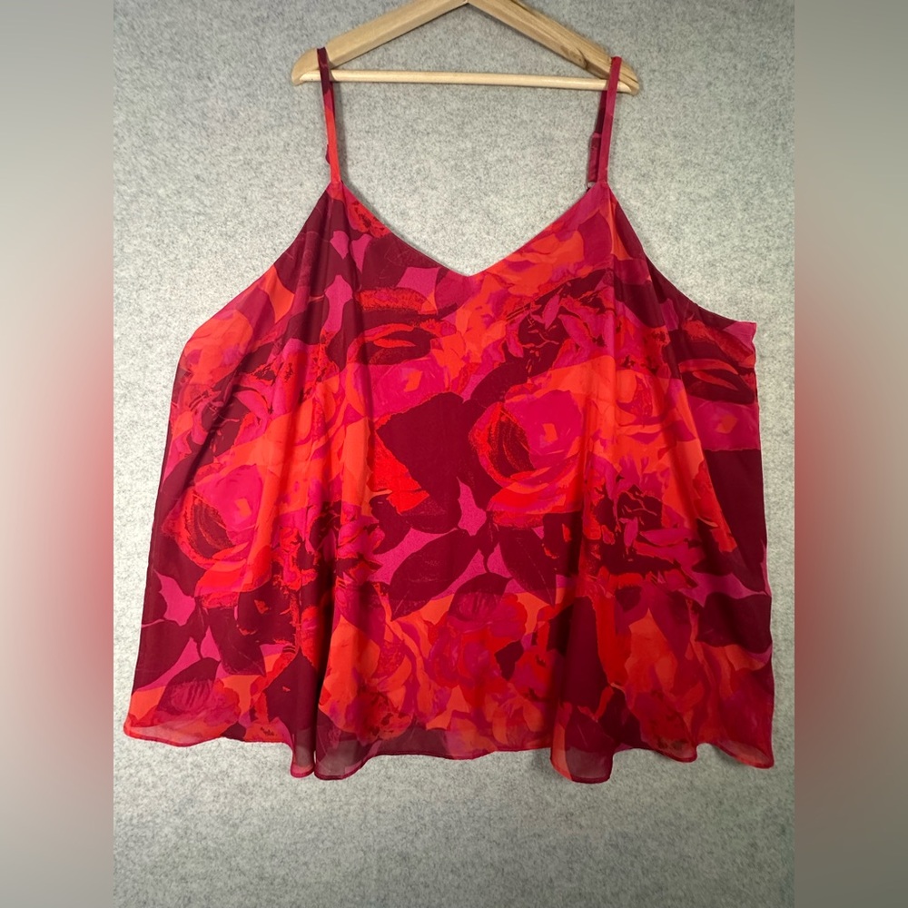torrid Sophie Shady Rose Floral Chiffon Swing Camisole Cami Plus Woman 6X 6 30